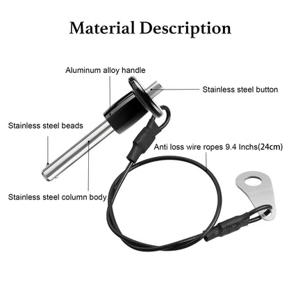 ZOWZEA 304 Stainless Steel Quick Release Pin 0.24 Inch(6mm) Diameter Ball Locking Pin with Push Button Lanyard Cable Usable Length 0.98"(25mm)