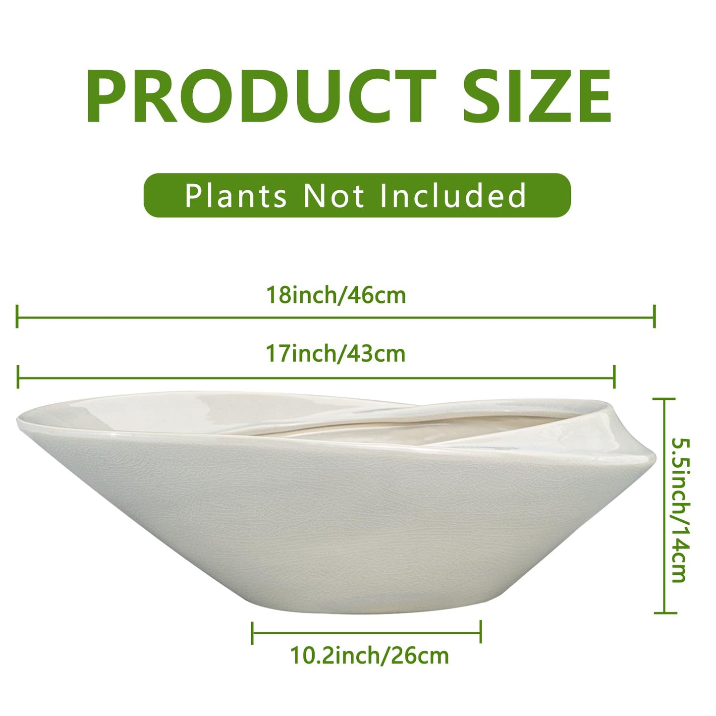 EPFamily 18 Inch Ceramic Bonsai Planter Pot with Drainage Hole, Glazed Large Plant Pot Succulent Planter for Indoor and Outdoor Plants Gray