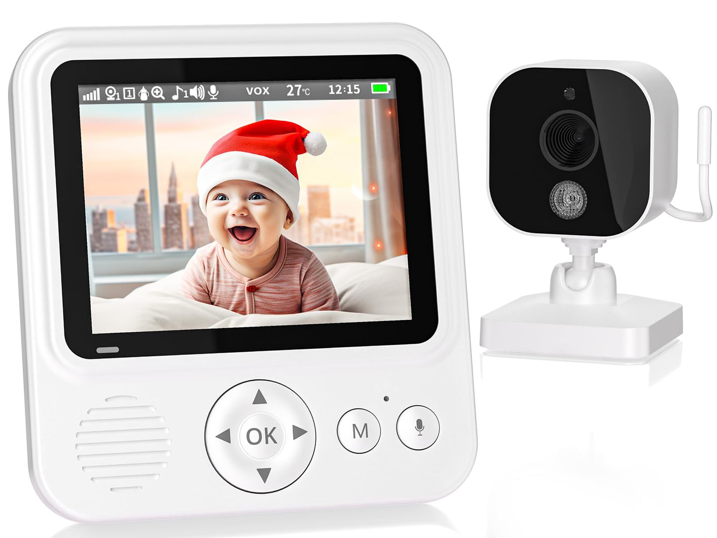 BURNNOVE Baby Monitor with Camera and Night Vision 720P IPS Video Baby Monitor with Camera 2000mAh 2.8'' VOX Mode Safe No Wi-Fi Digital Zoom 2-Way Audio Temperature Sensor Feeding Alarm for Parents