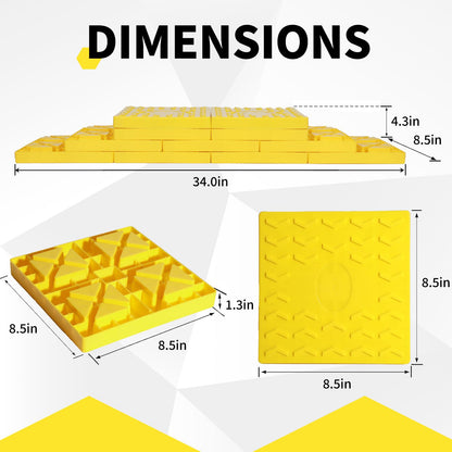 Keltrion 12 Pack Camper/RV Leveling Blocks Suitable for 4 Wheels Interlocking and Anti-Slip Design with Carrying Bag Heavy-Duty for Camper Travel Trailer Yellow