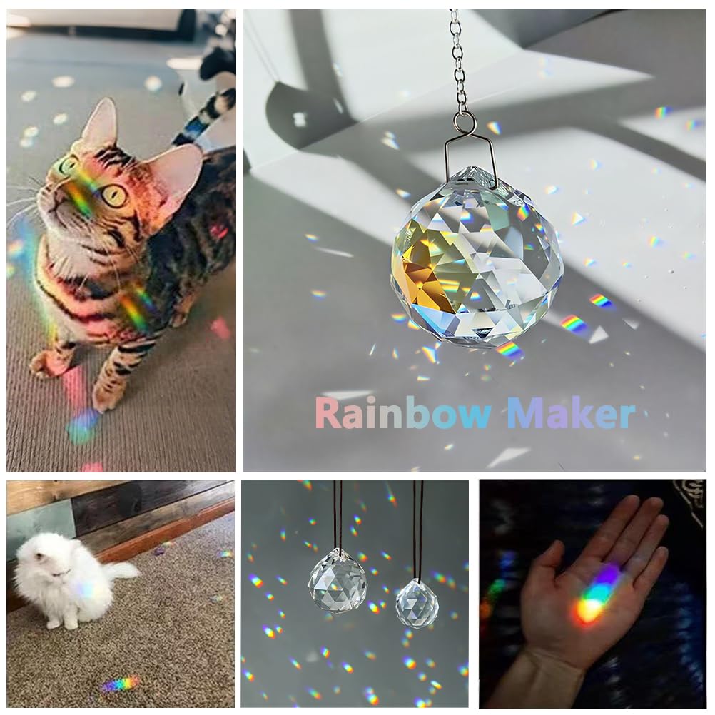 Crystal Prism Ball Sun Catcher - 20 Pack 30mm Hanging Decor for Windows, Wedding, Home, Feng Shui, Chandelier Pendant - Rainbow Maker, DIY Crafts, Gift Idea