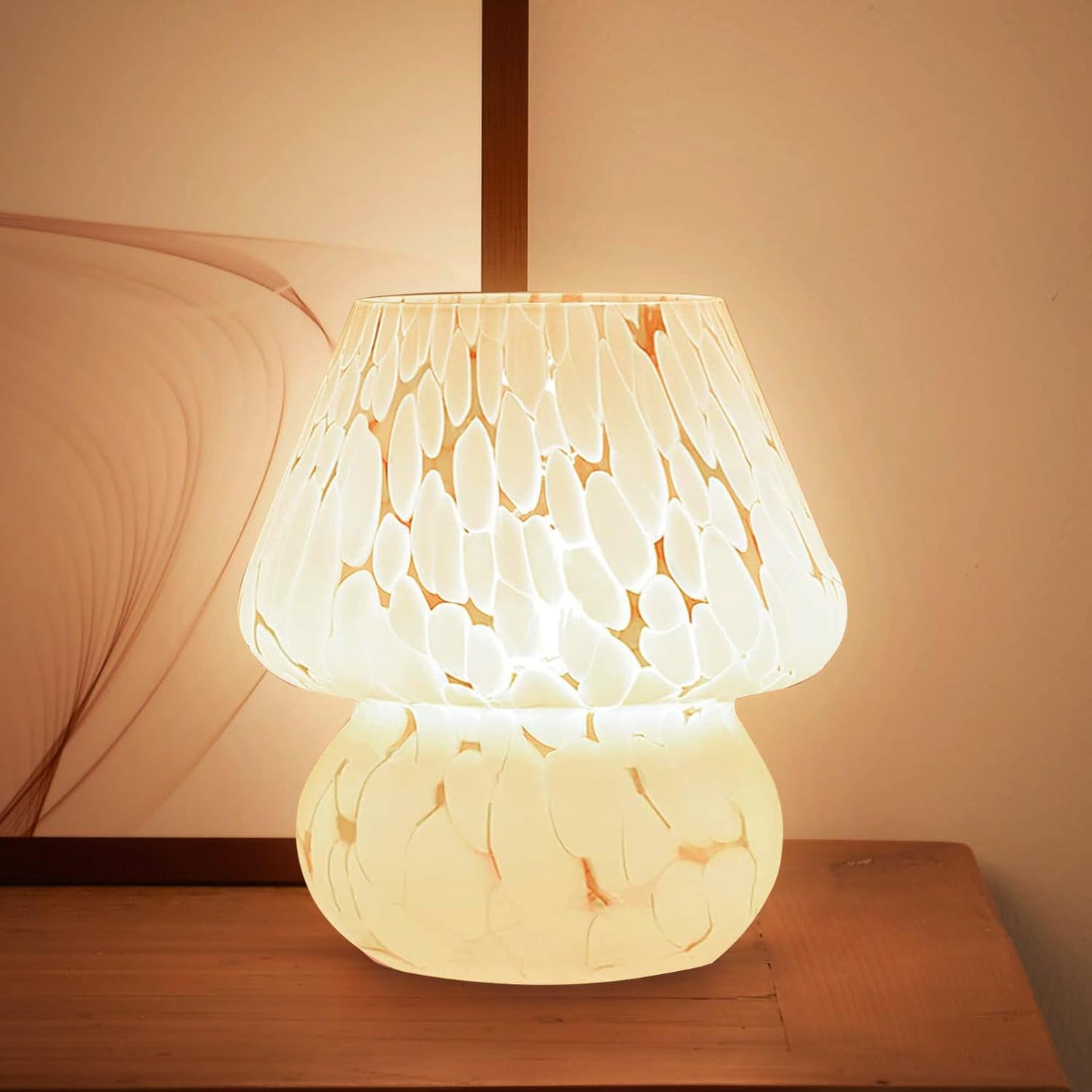 Dawnwake Mushroom Lamp Table Lamp for Bedroom,Small Desk Bedside Lamps for Living Room,Mushroom Decor Cute Mini Modern Mid Century Lamps for Night Stands (White)