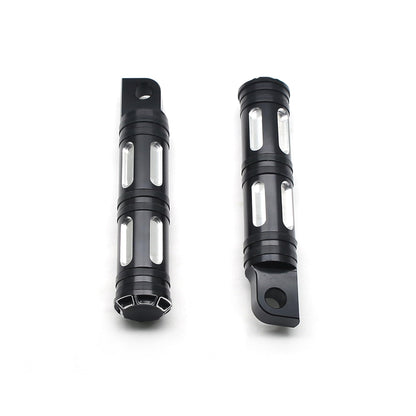 MZS Motorcycle Highway Pegs, 1.25" CNC Highway Foot Pegs Adjustable Long Angled Mount Clamps Compatible with Road King Sportster Softail Street Electra Glide Dyna Rebel Shadow for 1 1/4 Crash Bar