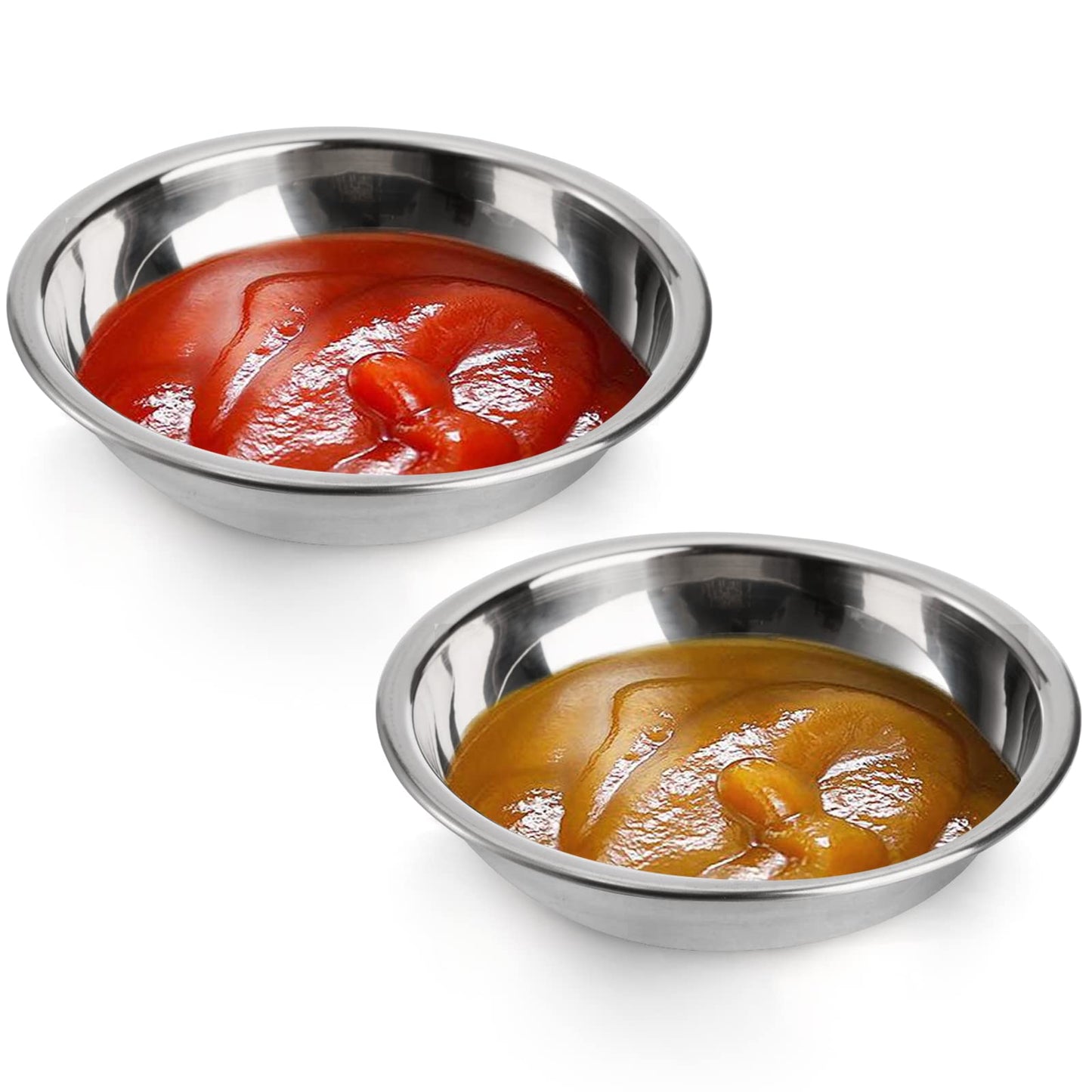 Fasmov 12 Pack 3.75 inches 18/8 Stainless Steel Sauce Bowl Round Seasoning Dishes Sushi Dipping Saucers Bowl Mini Appetizer Plates, Saucers Dishes Sushi Dipping Bowel, Silver