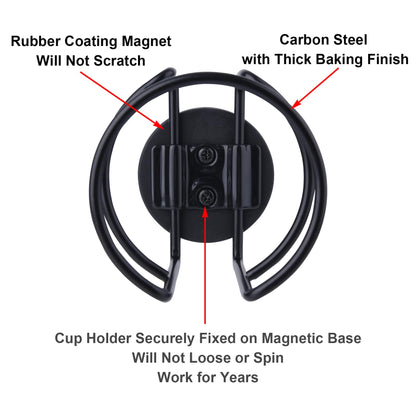 Strong Magnetic Cup Holder, Fully Covered Anti Drop Drink Holder, Horizontal or Vertical Mount on Metal Surface, Portable Magnet Bottle Holder for Bus Tractor Truck Mower Refrigerator 1 Pack