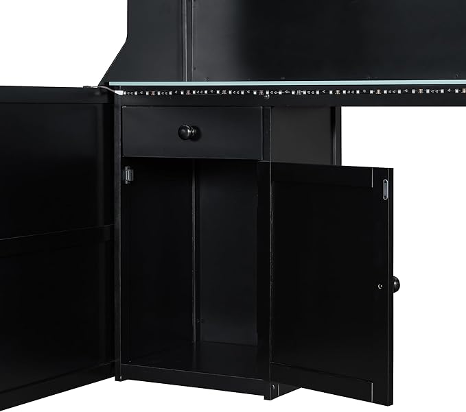Modern Gaming Loft Bed with Built-in Desk, LED Lighting & Charging Hub – Full