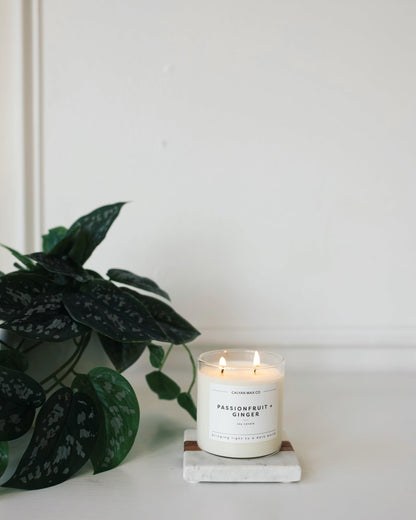 Calyan Wax Co. Passionfruit & Ginger 2 Wick Scented Candle - 37 Hour Burn - Luxury Clean Soy Wax Candles - Long Lasting Large Glass Jar Candle for Home - 8.8oz