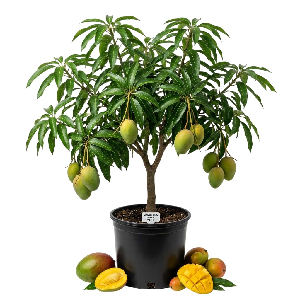 Mango Tree Variety Type, Live Grafted Mangos Trees, Grow Outdoor, 1.5-2.5 Feet Tall 3 Gal Pot, No Ship CA - Kent Mango Plant