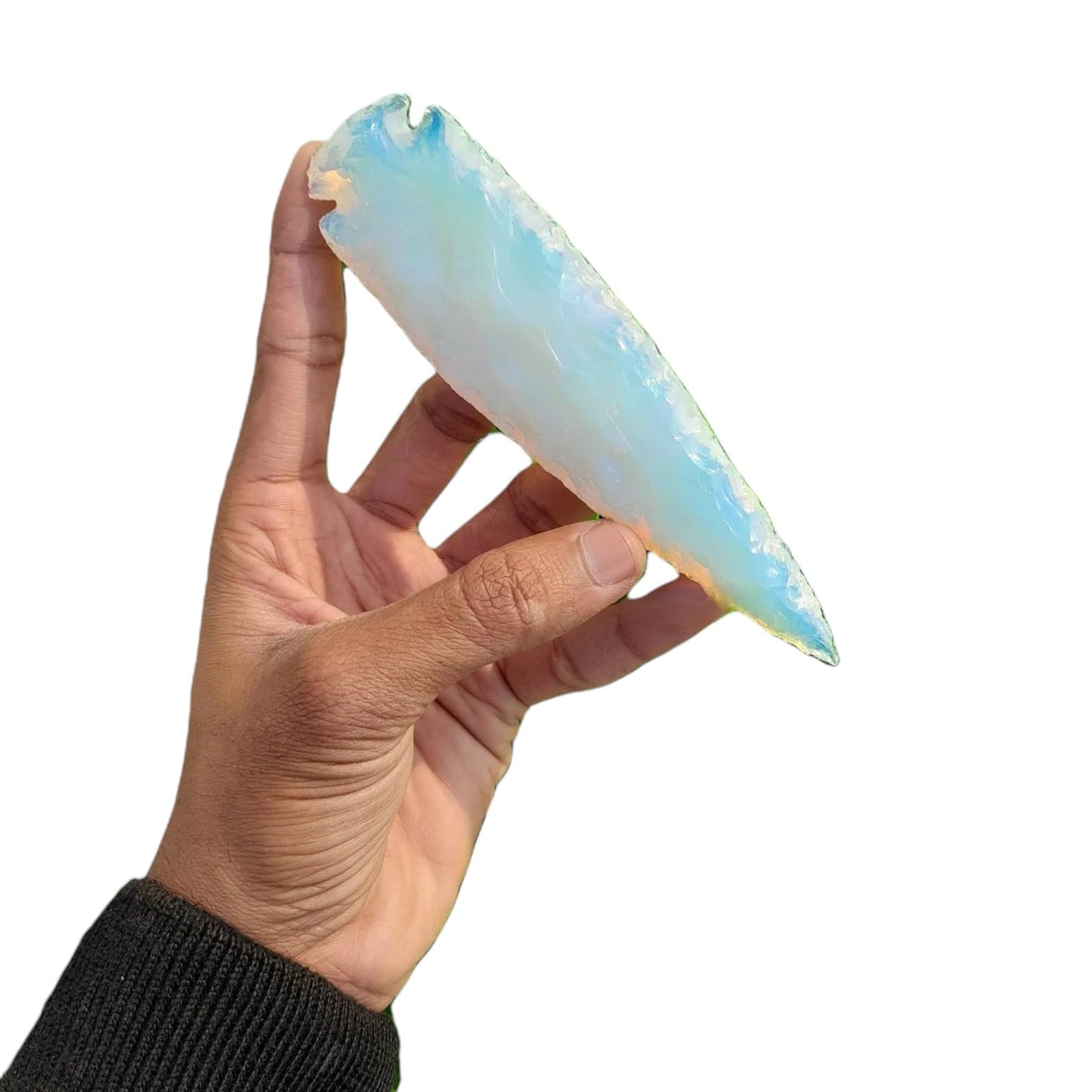Opalite Arrowhead Hand Crafted Blue Opalite Arrowhead for Metaphysical Healing Crystal for Tarots Gift Symbol of Mystery Arrows 5.5-6" Inches