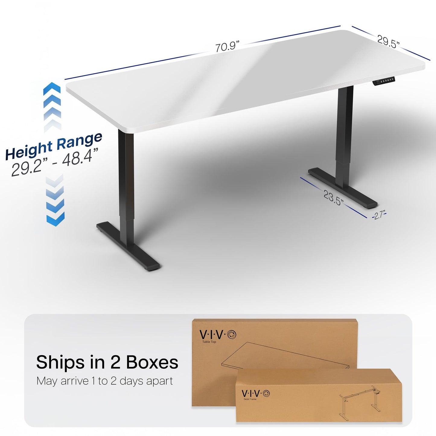 VIVO Electric Dry Erase 71 x 30 in Standing Desk, Memory Height Adjustment, 1B Series, Holds 220 lbs, Whiteboard Top Black Frame, DESK-KIT-1B7WE