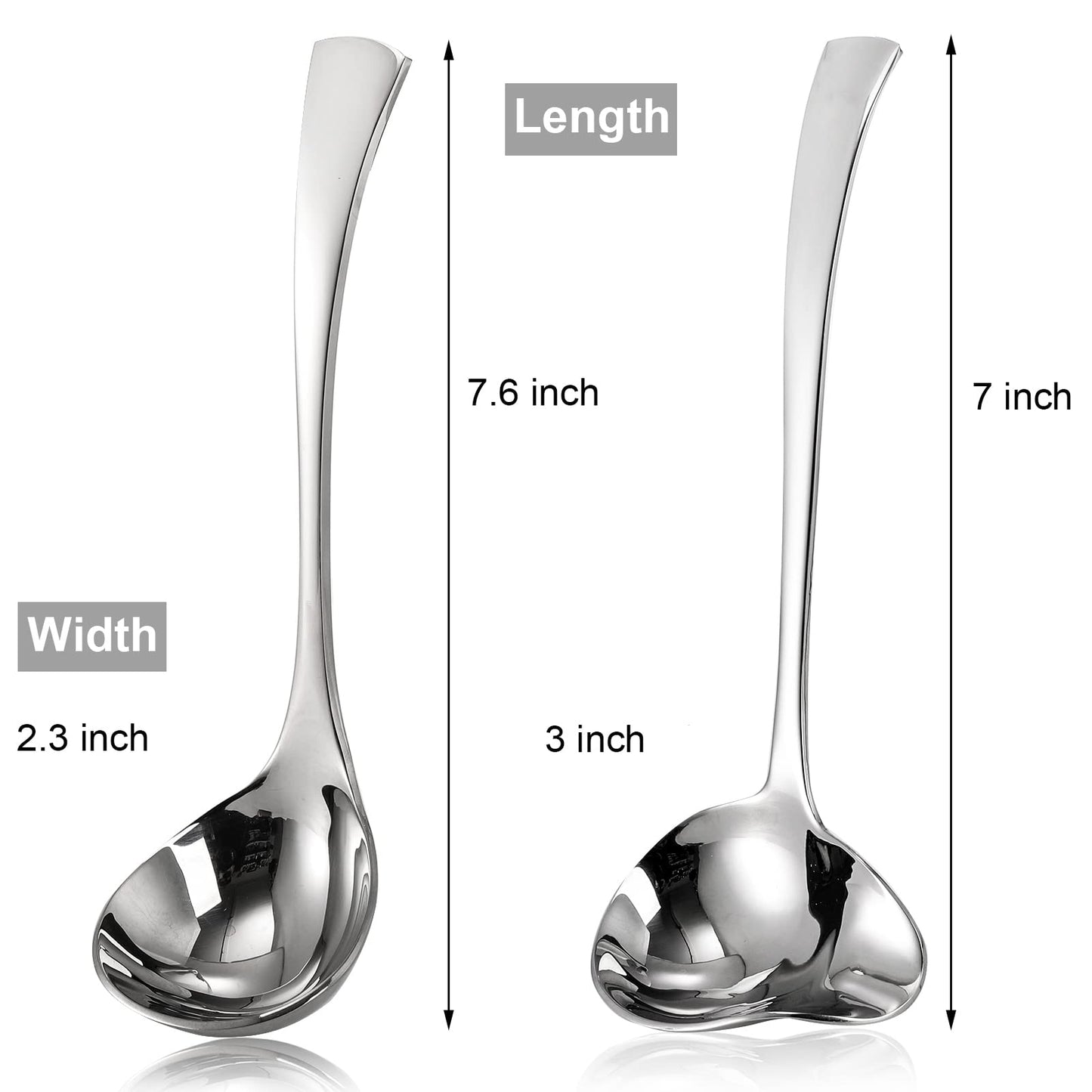 Yarlung Set of 2 Gravy Spoon Small Ladle 7 Inch Sauce Drizzle Spoon with Spout, 18/10 Stainless Steel Mini Soup Ladle Kitchen Utensils Table Serving