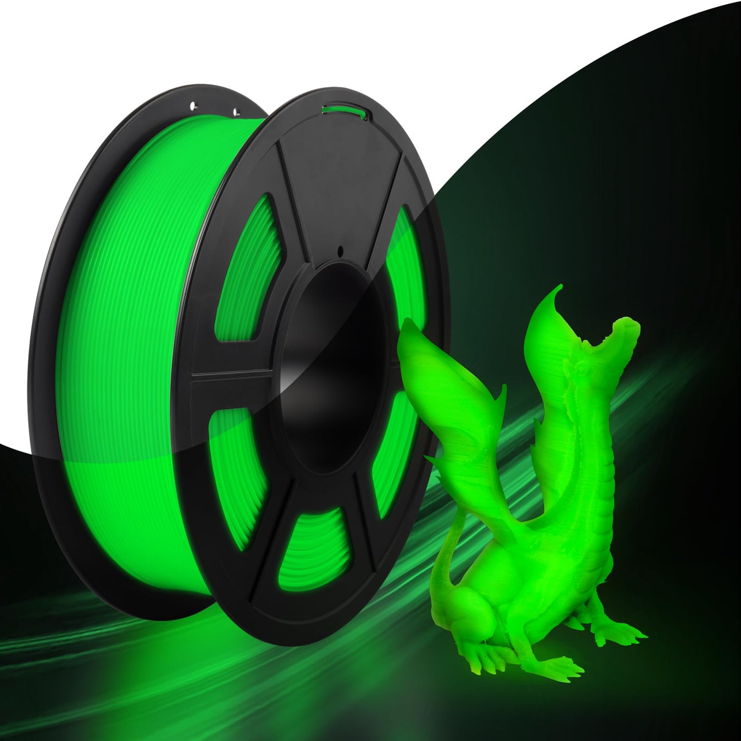 SUNLU Glow in The Dark PLA Filament, Neatly Wound Luminous PLA 3D Printer Filament 1.75mm Dimensional Accuracy +/- 0.02mm, Fit Most FDM 3D Printers, 1kg Spool (2.2lbs), Green PLA, Glow Green.