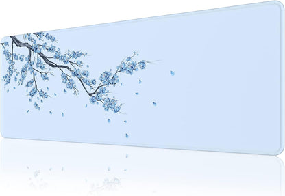EFISH Japanese Plum Blossoms Mouse Pad (31.5 × 11.8 × 0.12 inch) Extended Large Mouse Mat Desk Pad, Stitched Edges Mousepad,Non-Slip Rubber Base,Gaming Mouse Pad XL