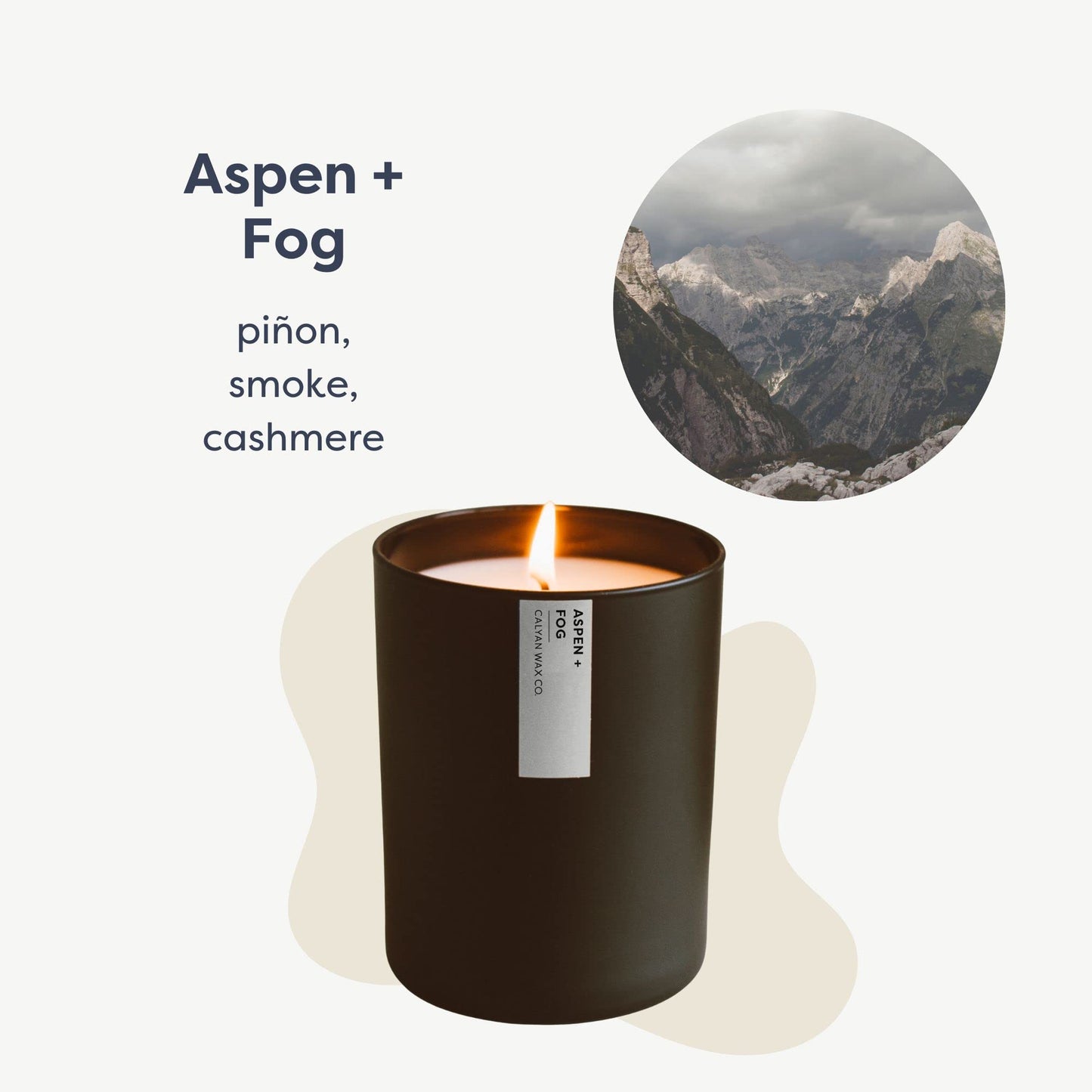 Calyan Wax Co. Aspen & Fog Scented Candle - 75 Hour Burn - Luxury Clean Soy Wax Candles - Long Lasting Black Tumbler Jar Candle for Home - 10.2oz