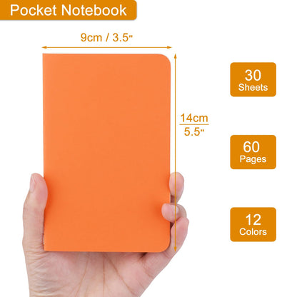 ZCZN 60 Pack Mini Pocket Notebooks Bulk, 3.5 X 5.5 Inches Mini Journals, 30 Sheets/60 Pages, Colorful Cover Notepads for Writing, Planing, Work, Memo (60, Lined)
