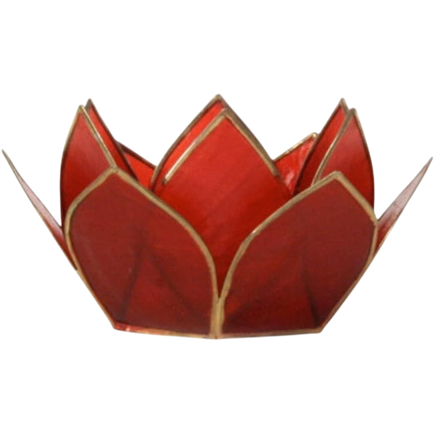 Om Gallery Mini Gemstone Lotus Tealight Holder - Handcrafted Capiz Shell Design for Soft Glow, Elegant Home & Table Decor, Wedding Centerpiece, Votive Candle Styling & Thoughtful Gifting - Ruby