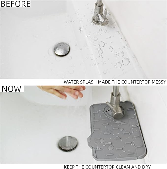 2-Pack Bytelive Silicone Sink Mat, Mini Sink Splash Guard and Soap Sponge Holder