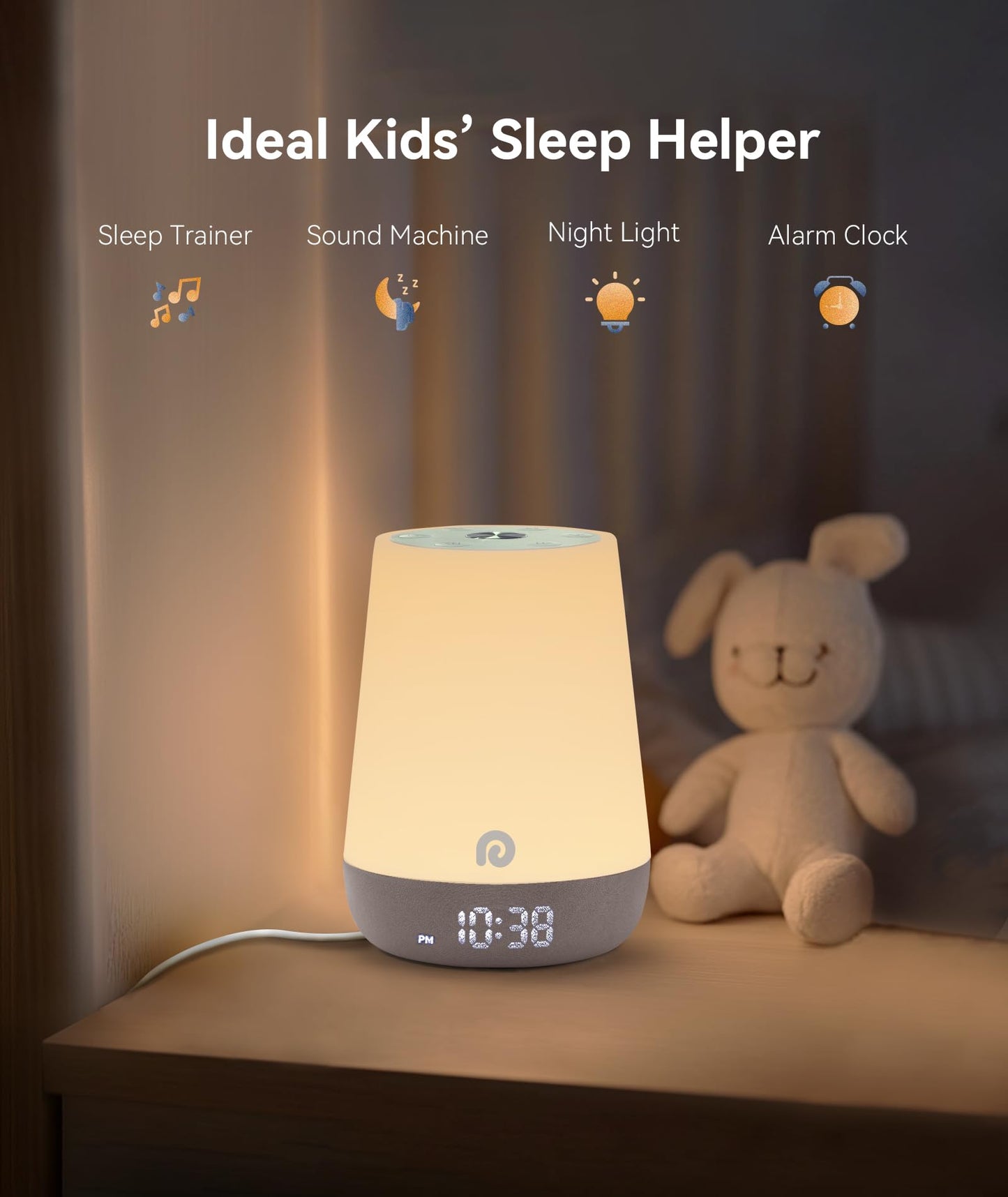 Dreamegg Sound Machine Baby - White Noise Sound Machine Baby With Night Light, Ok to Wake Alarm Clock, 34 Soothing Sounds, Sleep Trainer, Routine Builder, App Control for Kids Nursery Sleeping Bedroom