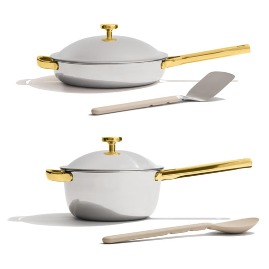 Our Place Titanium Pro Mini Cookware Duo | Always Pan Pro & Perfect Pot Pro | Coating-Free Nonstick | Tri-Ply Titanium & Stainless Steel | Safe for Oven, Induction & All Cooktops up to 750°F | Gold