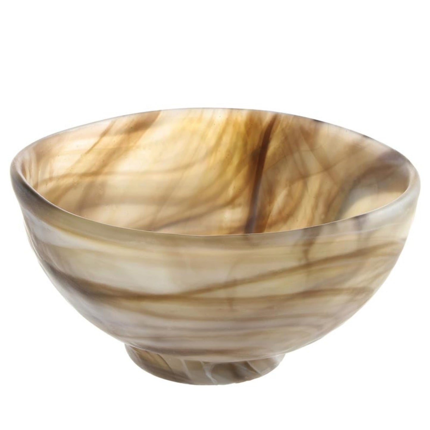 47th & Main Small Marbled Glass Bowl for Decorative Display or Serving, 4" Diameter x 2.25" Tall, Warm Brown