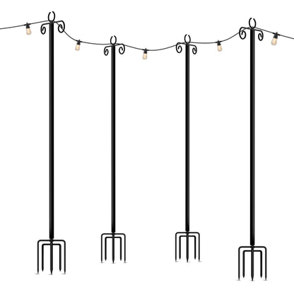 Brightech Bundle Ambience Pro USB Powered String Lights - 24 Ft + 4-Pack 10FT String Light Poles