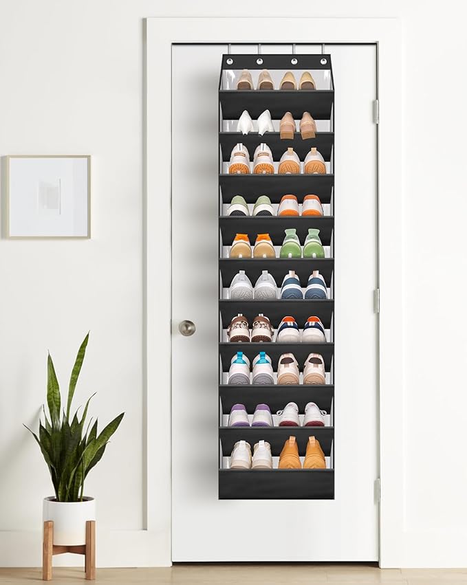 AOODA 10 Tier Clear Over the Door Shoe Organizer Storage, Deep Pockets Large