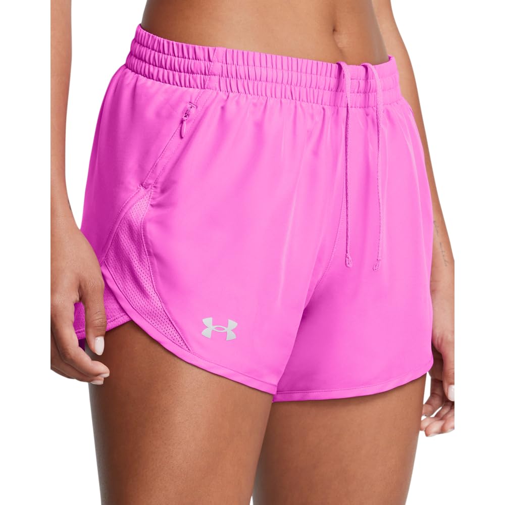 Under Armour Womens Fly by Shorts, (572) Vivid Magenta/Vivid Magenta/Reflective, Large