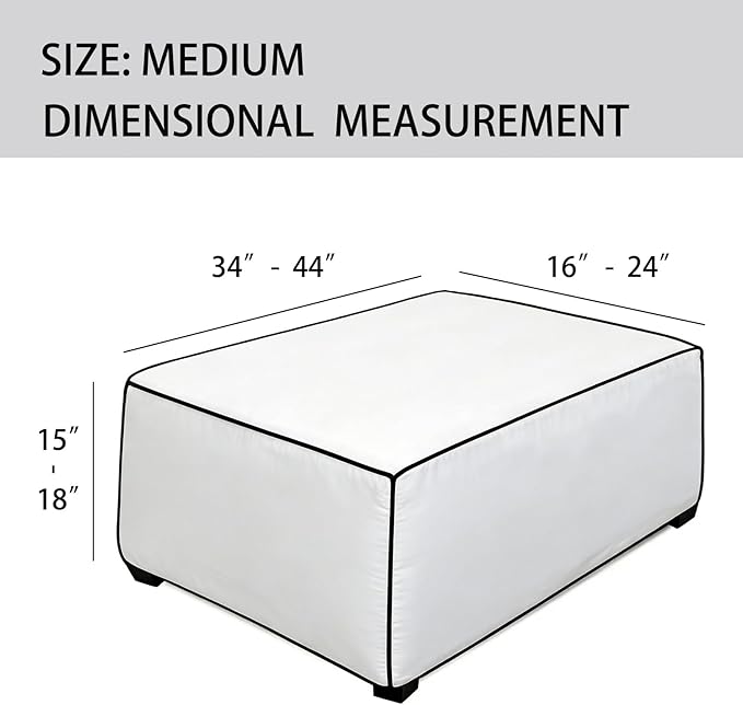 Super Stretch Ottoman Cover- Soft Form Fit Ottoman Cover Rectangular Ottoman