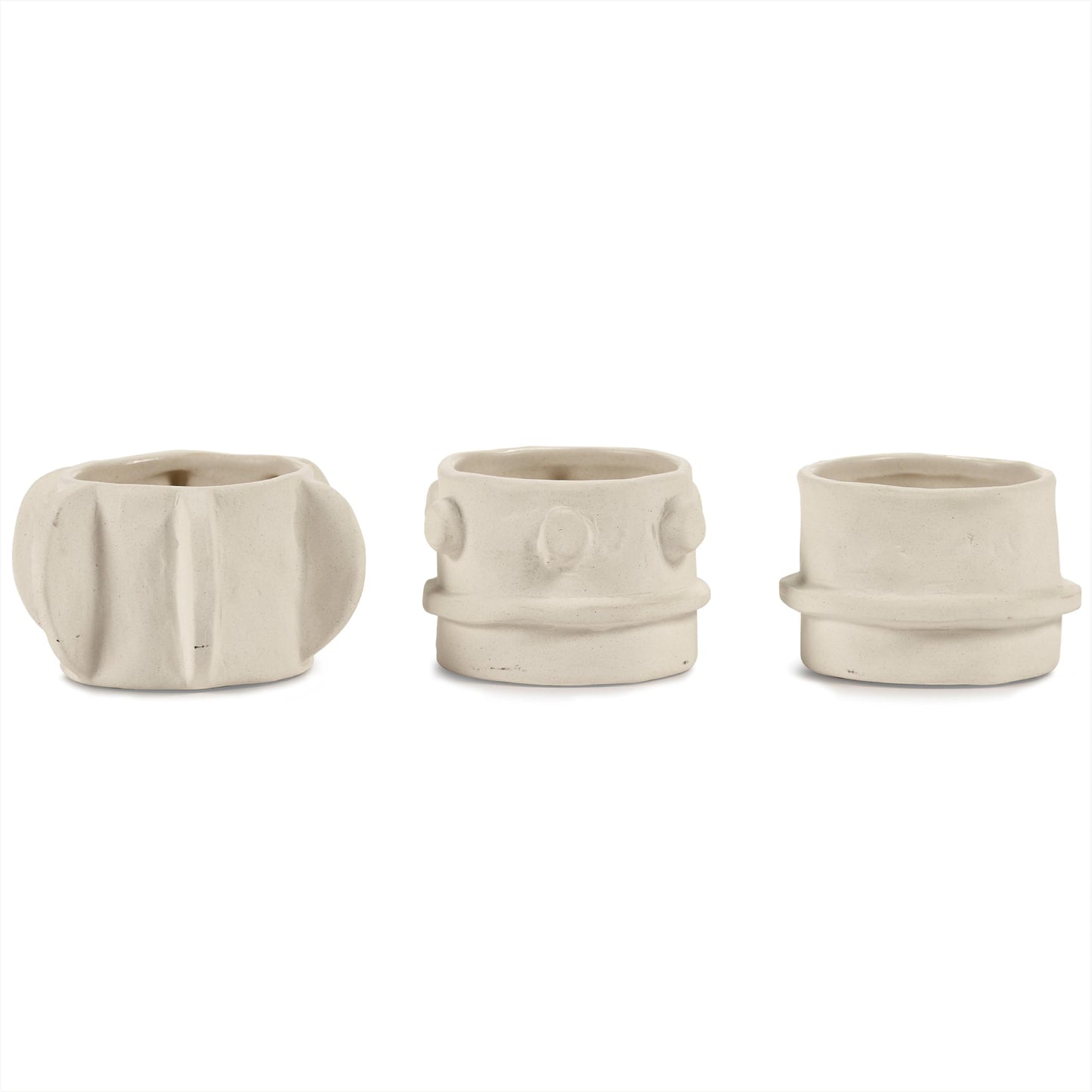 Serax Molly Tealight Holder | Off-White Stoneware with Matte Finish | Set of 3 | Modern Home Decor for Living Room & Table | Mix & Match Decorative Set