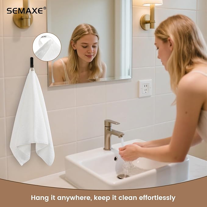 SEMAXE 6-Pack White Hand Towels