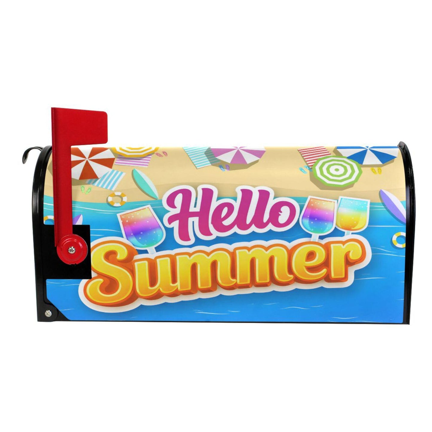 ALAZA Summer Time with Beach Magnetic Mailbox Cover MailWraps Garden Yard Home Decor for Outside Standard Size-18"x 20.8"