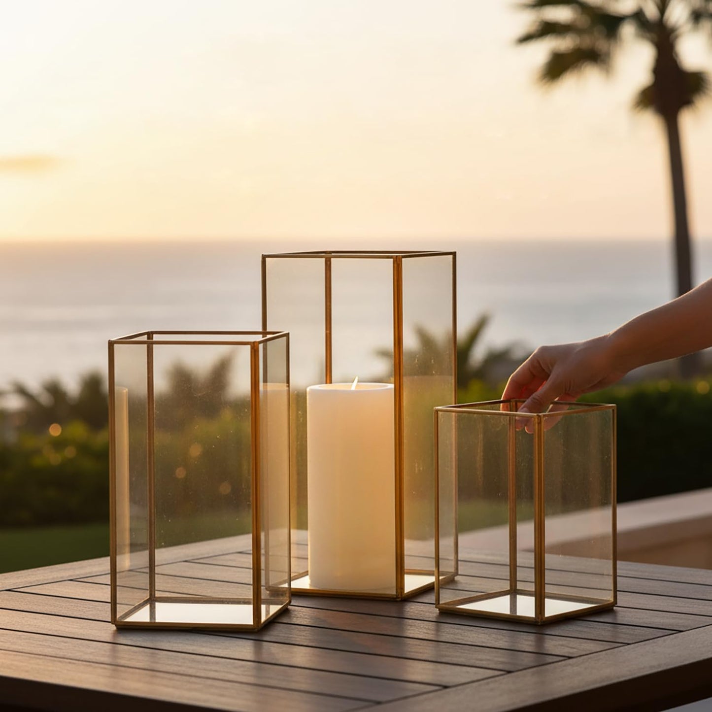 Fun Express Set of 3 Square Glass Candle Holders – Elegant Home Décor for Living Room Dining Room & Special Occasions – Stylish Glass Candle Stands for Table Settings & Modern Interiors – 3 Pieces