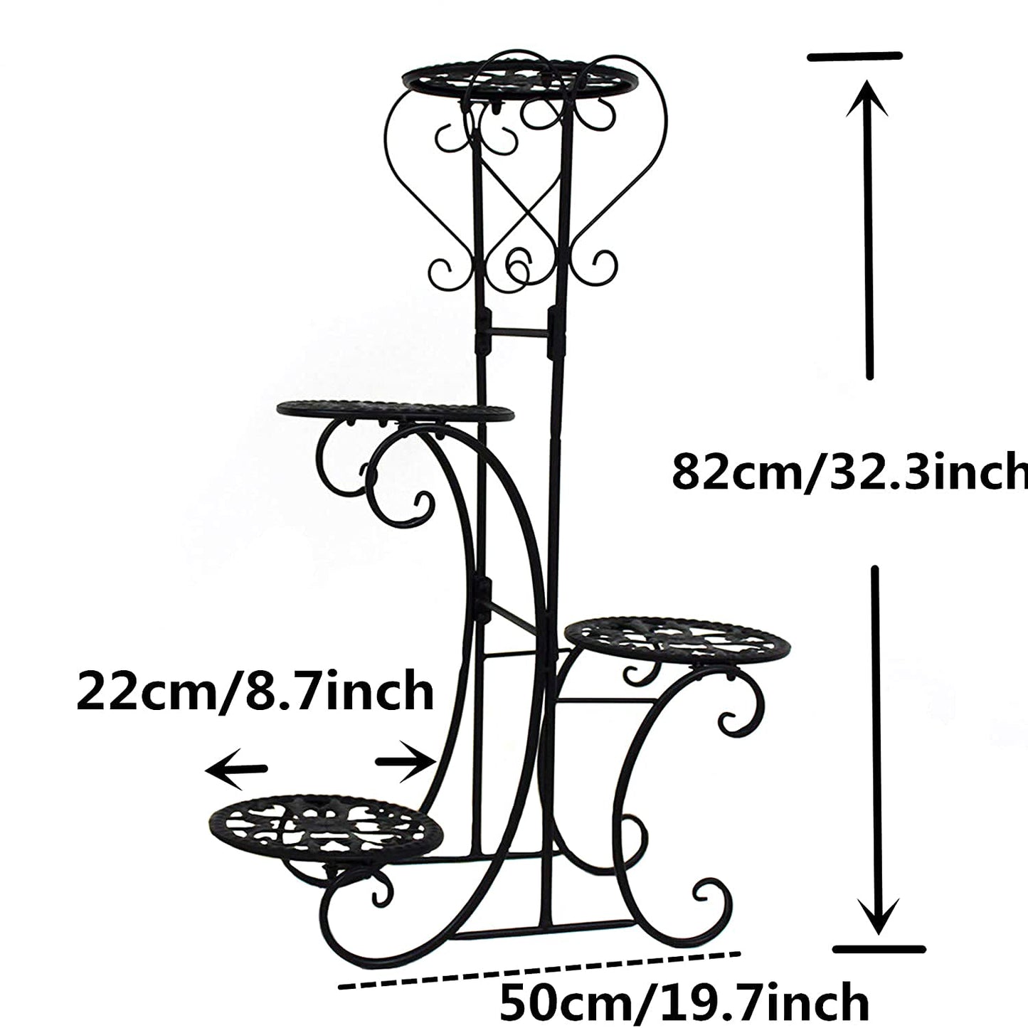 Plant Stand Indoor 4 Tier Metal Plant Shelf Stand Outdoor for Succulents Small Planters Flower Pots Display Rack Holder,Black