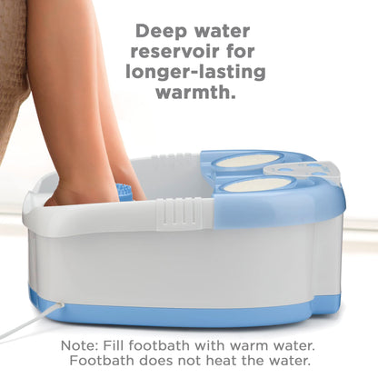 Conair Waterfall Pedicure Foot Spa Bath with Blue LED Lights, Massaging Bubbles and Massage Rollers, Blue/White