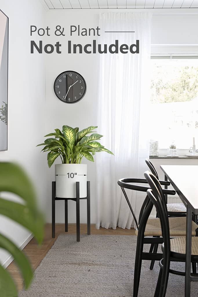 Mkono Plant Stand - EXCLUDING Plant Pot, Mid Century Modern Tall Metal Stand Indoor Flower Potted Holder, Display Rack, Fits Up to 10 Inch Planter, Black