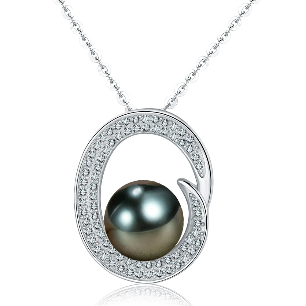 NONNYL Tahitian-Black-Pearl-Necklace-Birthday Gifts for Women Her Mom Wife Girlfriend Grandma on Valentines Mothers Day Christmas Anniversary Romantic Gifts