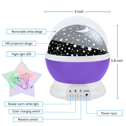 Night Light for Kids, Kids Night Light Nebula 360 Degree Rotation - 4 LED Bulbs 12 Light Color Star Projector Changing with USB Cable, Romantic Gifts for Men Women Children