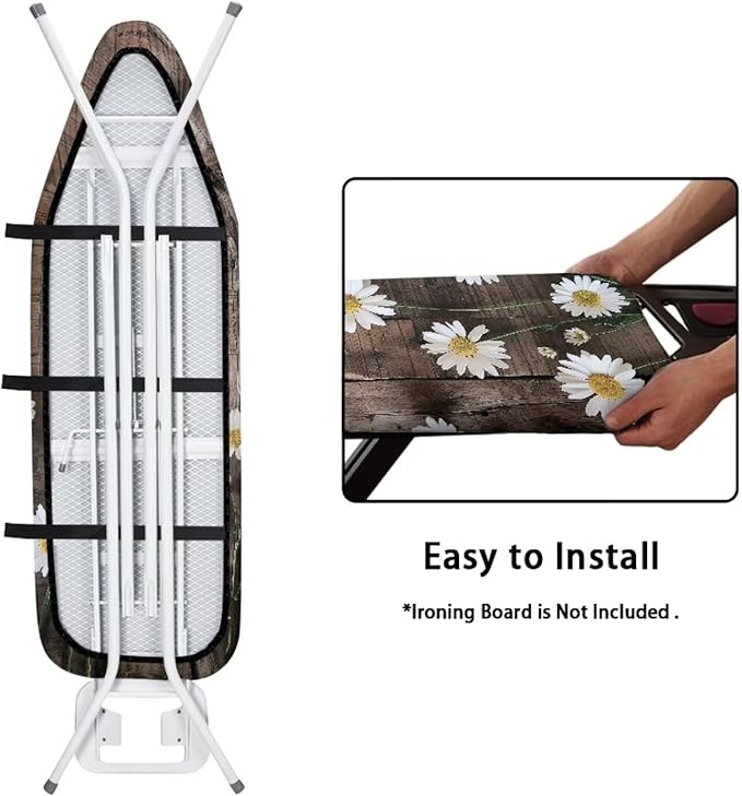 Brown Wood Ironing Board Cover 15x54 Inch Ironing Board Protector Daisy