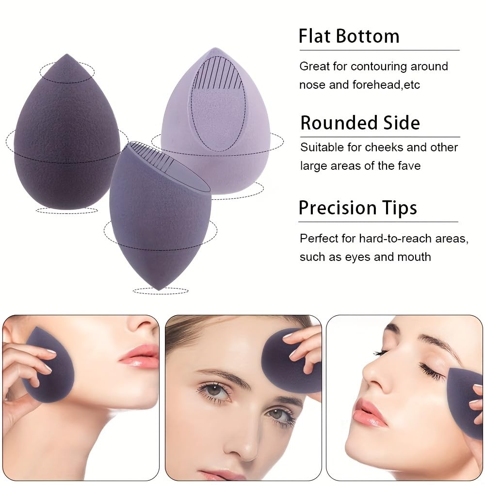 4 Pcs Makeup Sponges Blender Set Professional Beauty Sponge Foundation Blending Blender Beauty Sponge For Makeup Tool with Gift Box Latex-Free Dry Wet Use Foundation Cosmetic Makeup Accessories