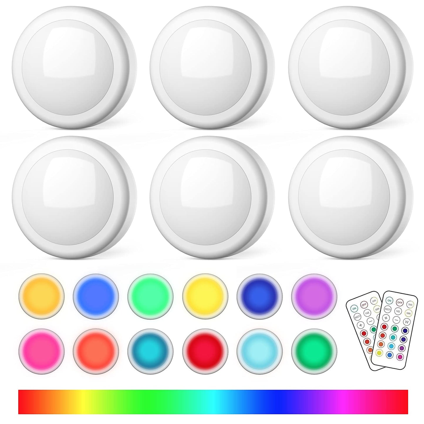 SEMSMOKS LED Puck Lights with Remote, Battery Operated -6 Pack