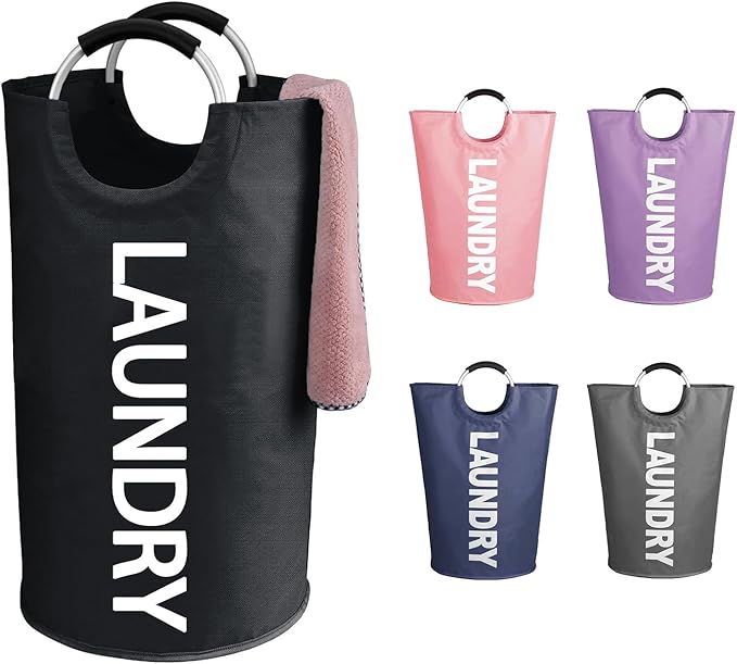 WOOHA 95L Large laundry baskets, Tall Clothes Baskets Folding Washing Bin
