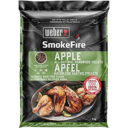 Weber Wood Pellets - Applewood (9kg), perfect for smoking poultry, 100% natural wood pellets (190104)