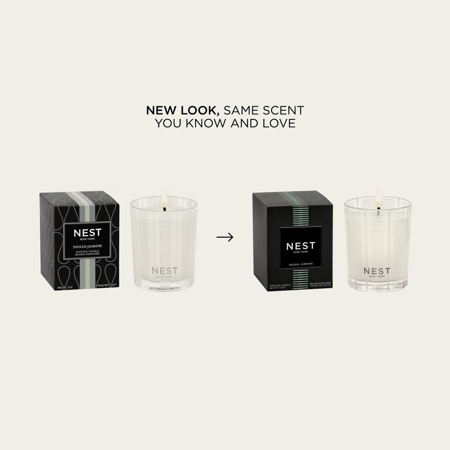 NEST New York Scented Votive Candle, Indian Jasmine - 2 oz - Up to 28-Hour Burn Time - Reusable Glass Vessel