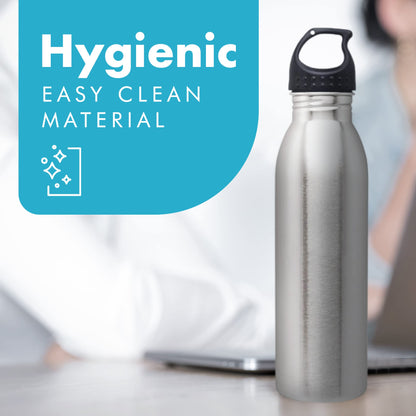 Simply Green Solutions Slim Line Stainless Steel Water Bottle, Single-Wall Reusable for Work & Daily Use, Handy Cold, Sleek & Slim, Brushed Stainless, 24 oz
