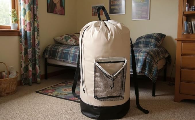 Laundry Bag Backpack with Shoulder Straps and Mesh Pocket Laundry Backpack