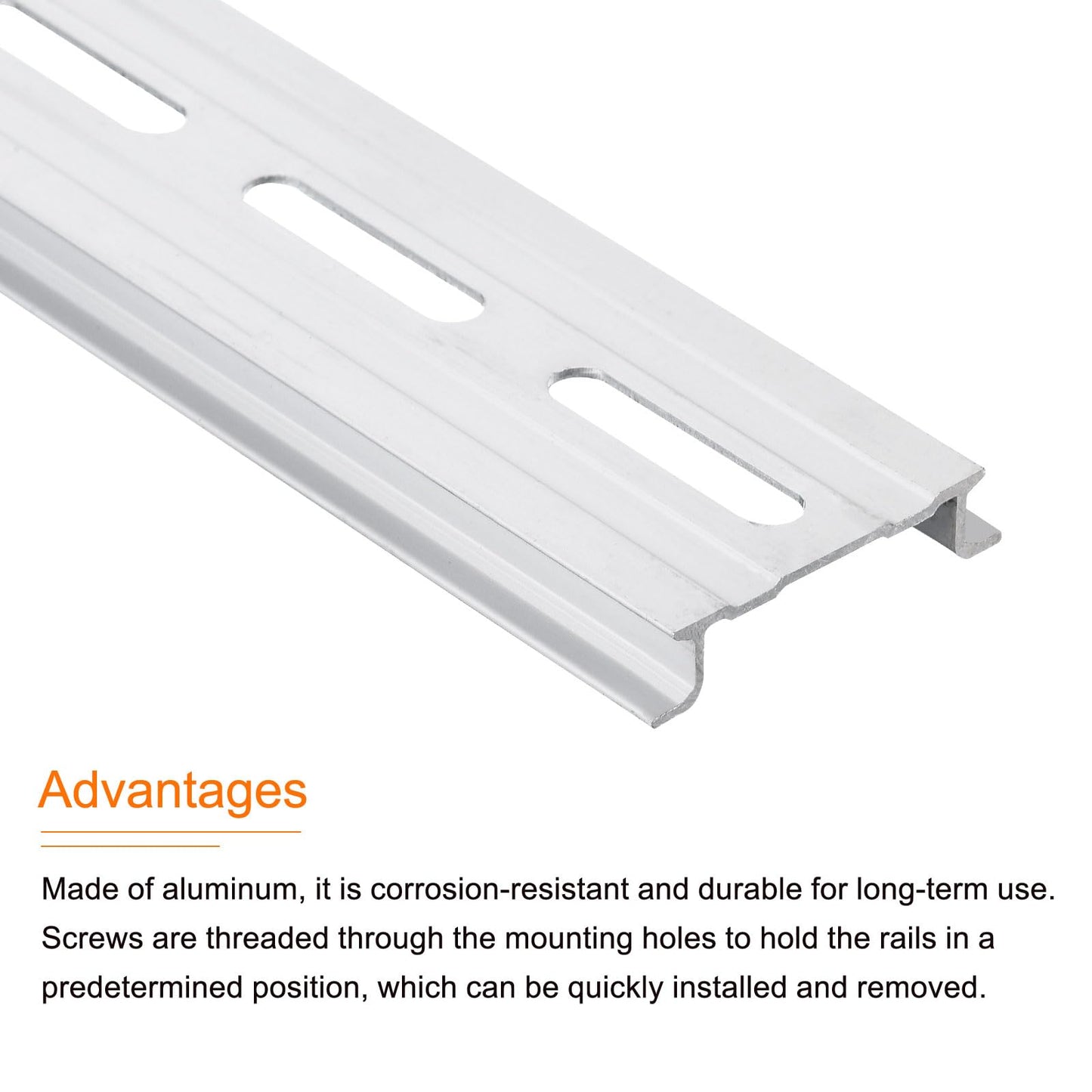 MECCANIXITY DIN Rail Slotted Aluminum Mounting Guide 15 Inch x 1.4 Inch x 0.3 Inch for Equipment Installation Pack of 10 Pcs