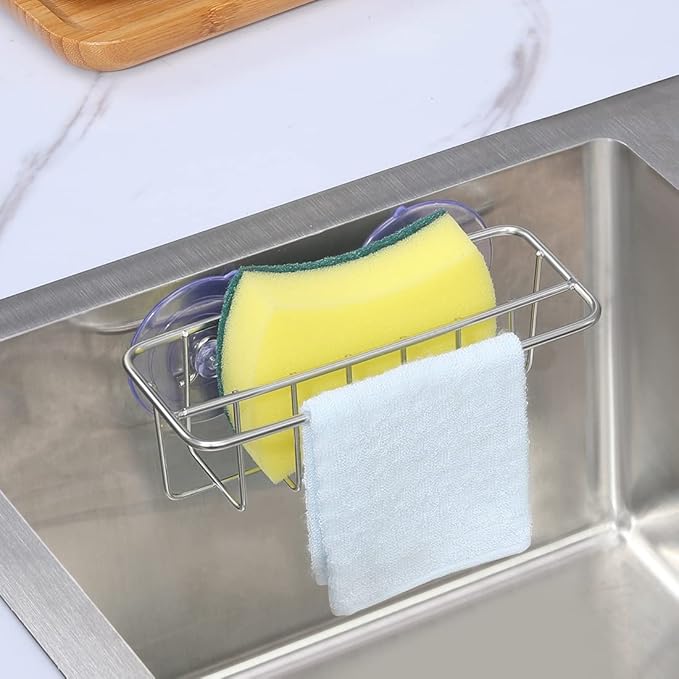 Sink Caddy Sponge Holder for Kitchen Sink Dish Cloth Hanger 2 Suspension Options