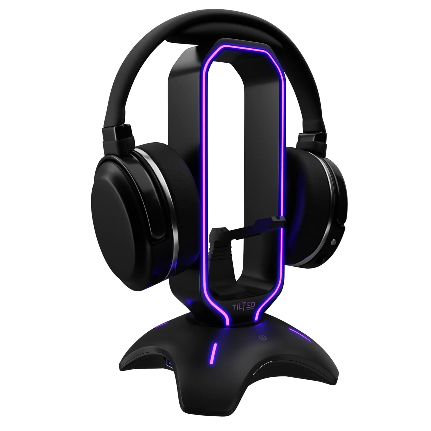 Tilted Nation Gaming Headset Stand | RGB Headphone Stand for Desk with Mouse Bungee and USB Hub (Cool and Clean Setup) Gaming Headset Holder - Perfect Gamer Gift Accessory