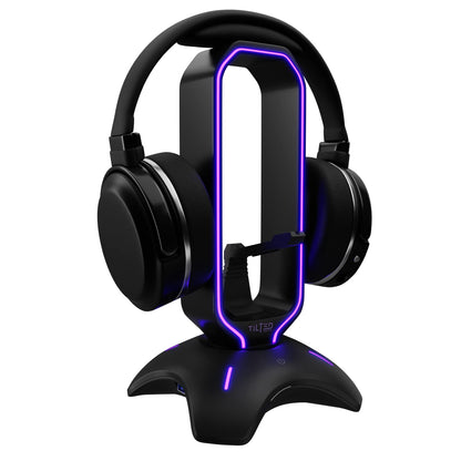 Tilted Nation Gaming Headset Stand | RGB Headphone Stand for Desk with Mouse Bungee and USB Hub (Cool and Clean Setup) Gaming Headset Holder - Perfect Gamer Gift Accessory