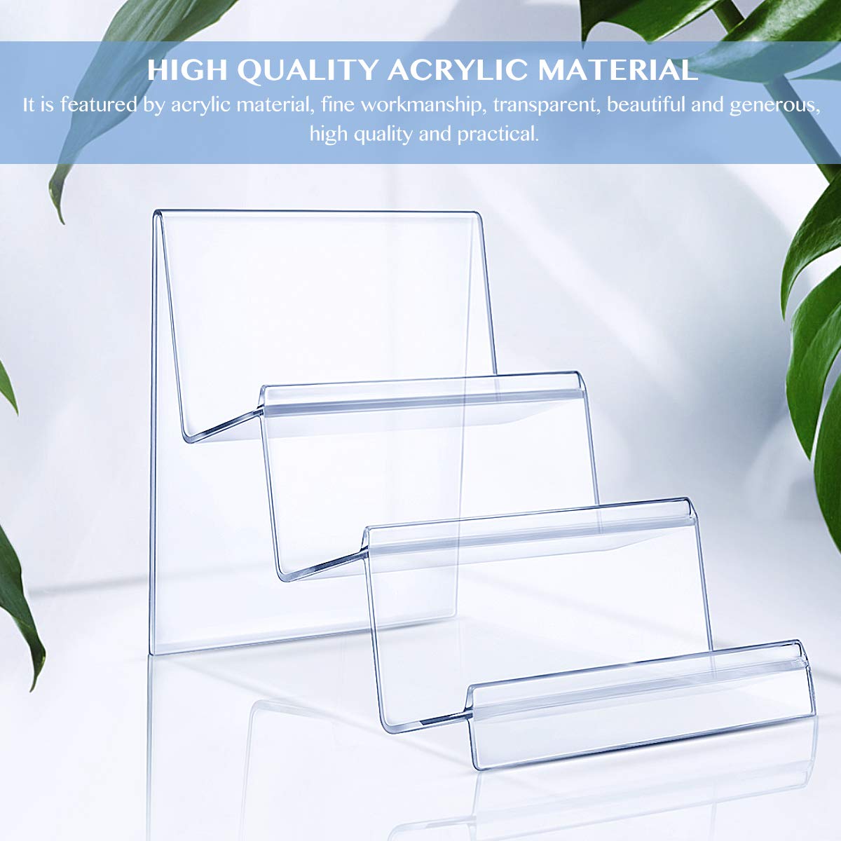 DOITOOL Clear Acrylic Purse Display Stand Holder Wallet Stand 3 Tier Handbag Purse Display Stand Glasses Holder Jewelry Display Riser Shelf for Home Decoration and Organizer